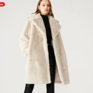 Steve Madden EMERY COAT, NWT, BEIGE, Faux Fur, Size S